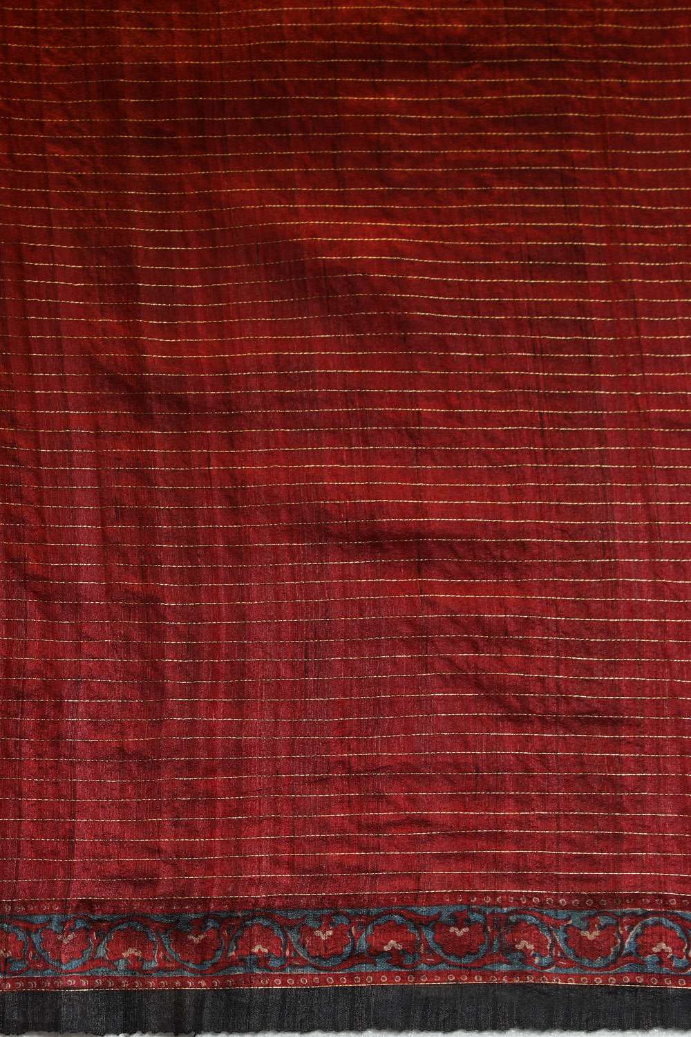 Red Printed Pure Tussar Silk Saree image number null