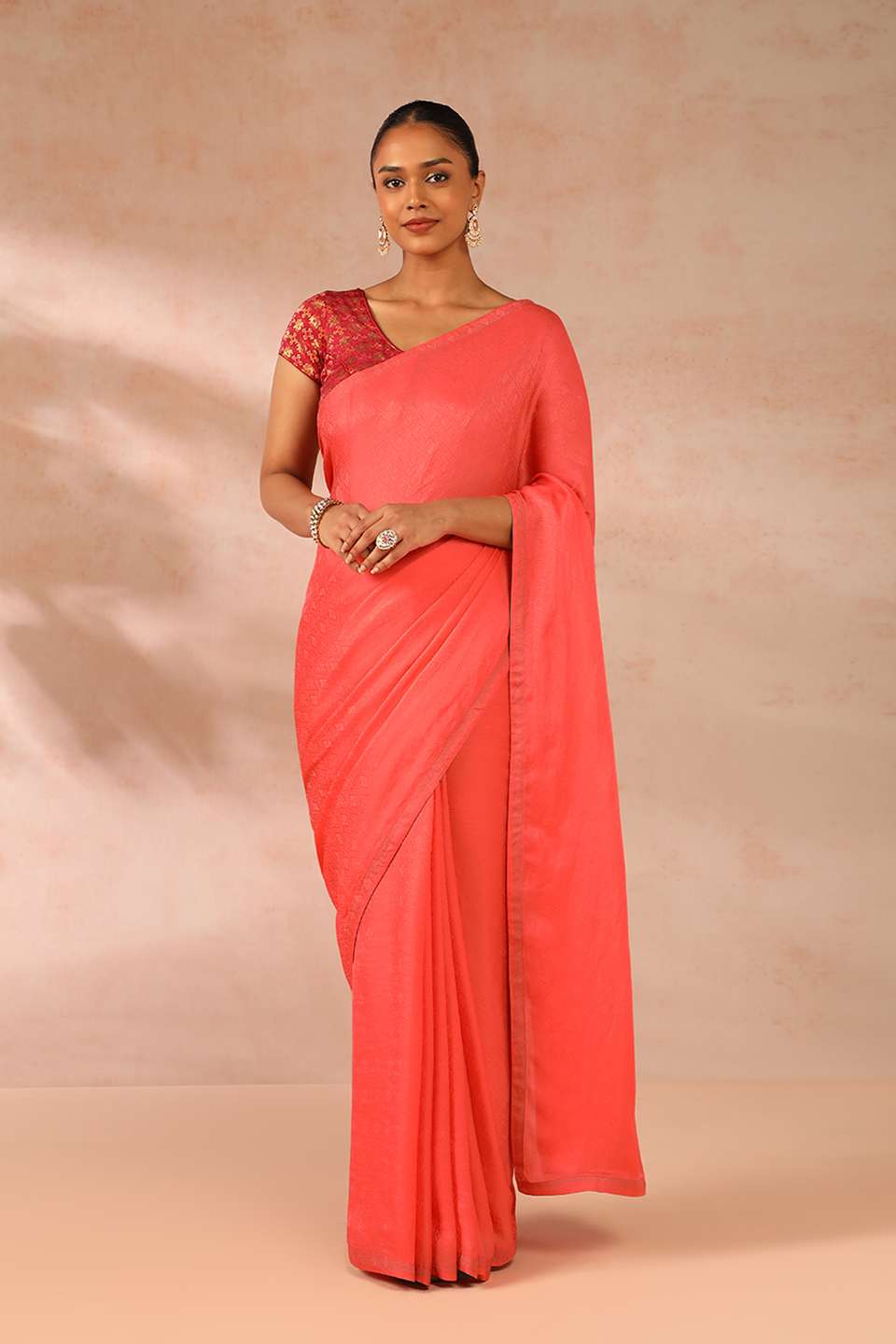 Orange Woven Viscose Luxe Saree