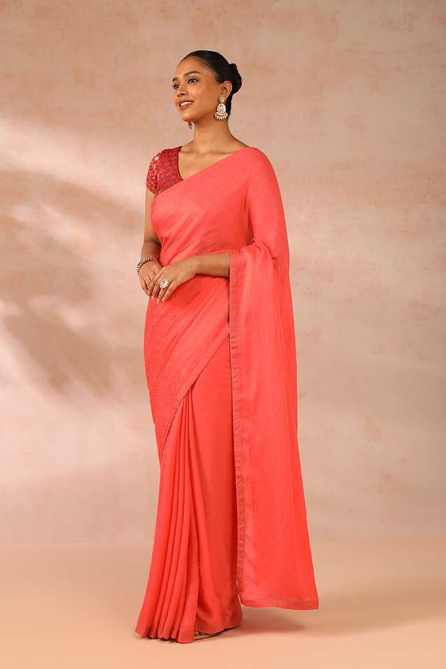 Orange Woven Viscose Luxe Saree thumbnail image number null