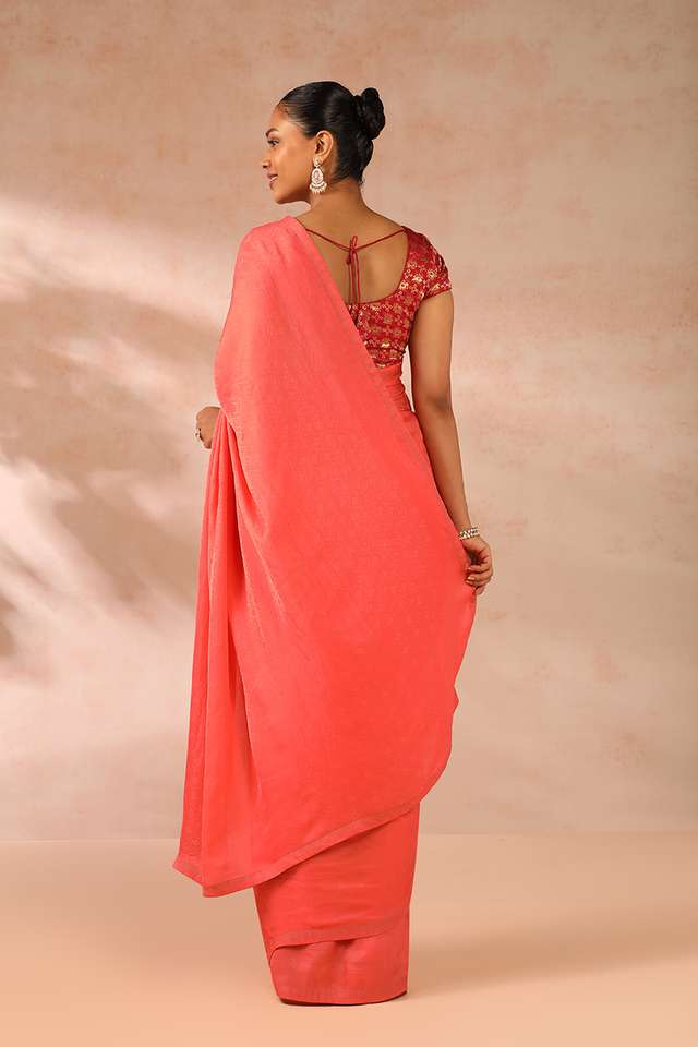 Orange Woven Viscose Luxe Saree thumbnail image number null