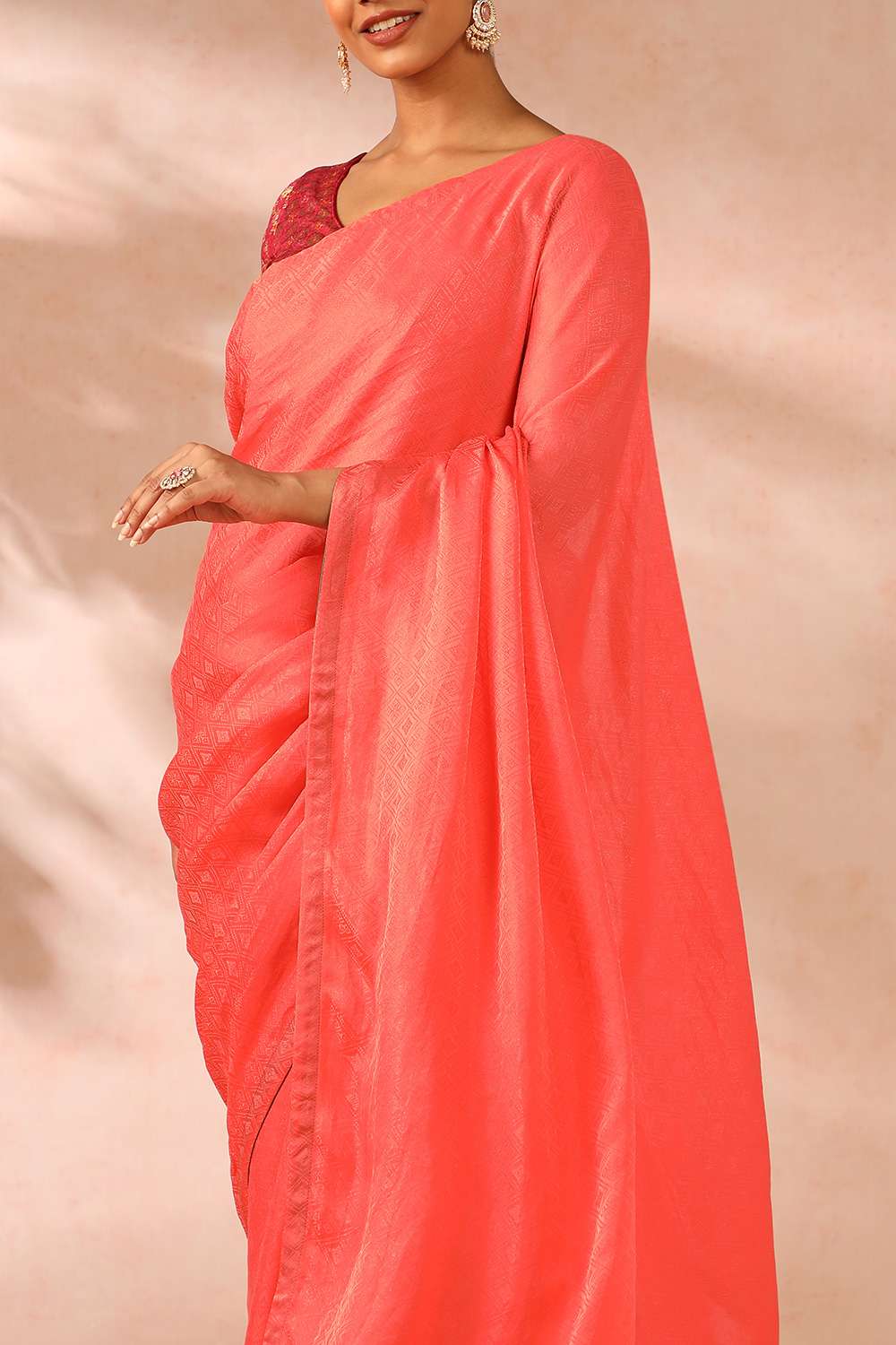 Orange Woven Viscose Luxe Saree image number null