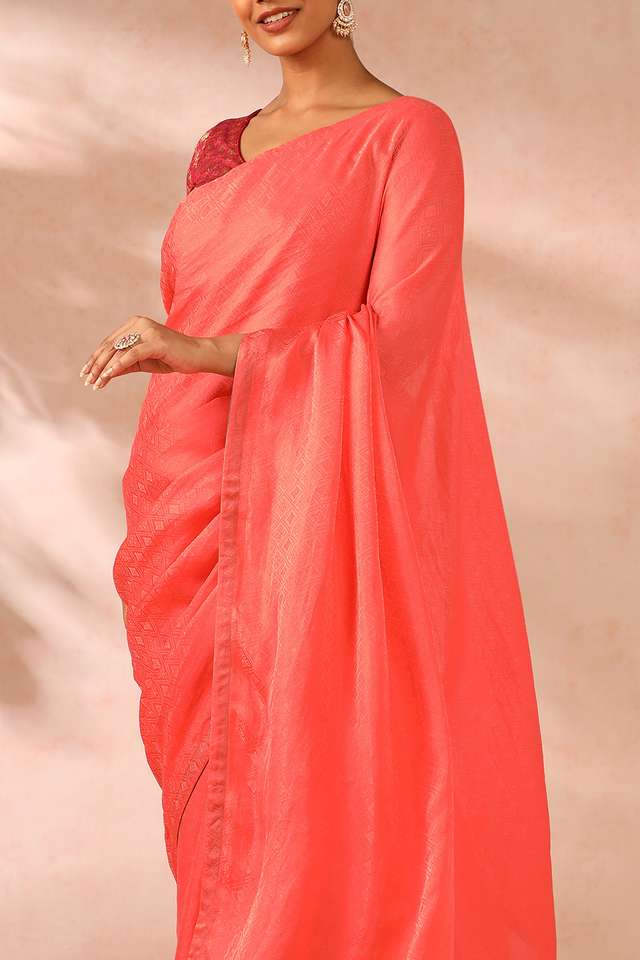 Orange Woven Viscose Luxe Saree thumbnail image number null