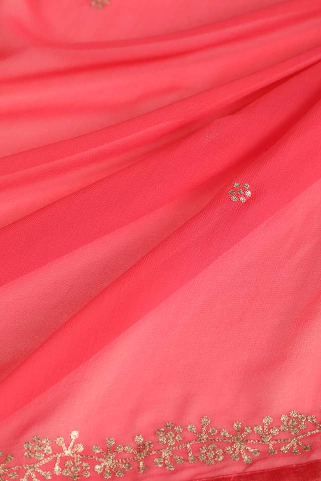 Pink Bengal Viscose Georgette Aari Embroidery Saree thumbnail image number null