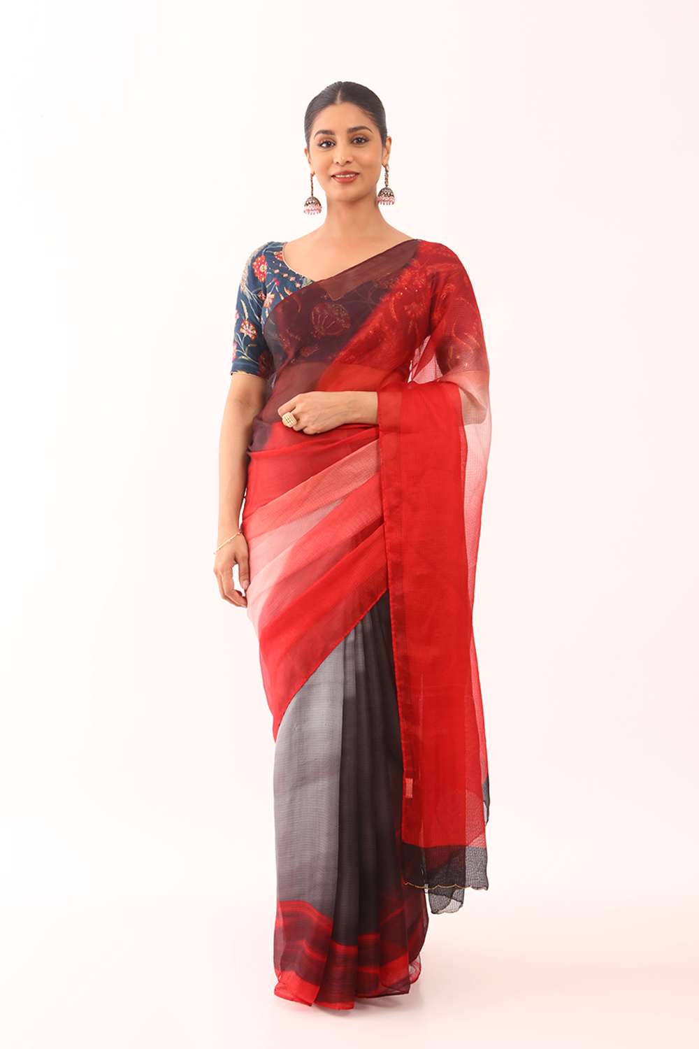 Red Printed Pure Silk Saree image number null