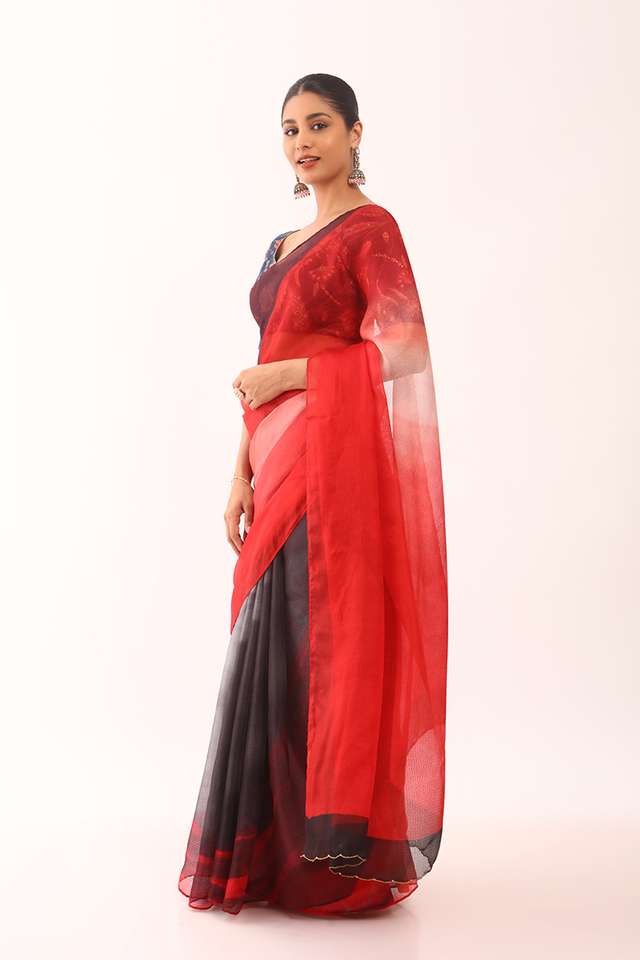Red Printed Pure Silk Saree thumbnail image number null