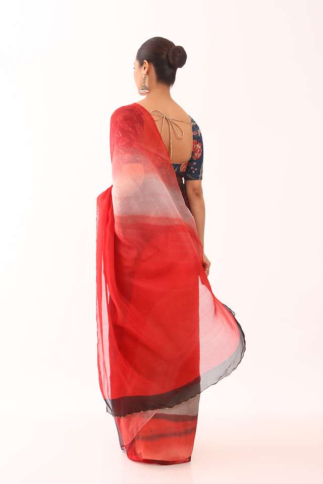 Red Printed Pure Silk Saree thumbnail image number null