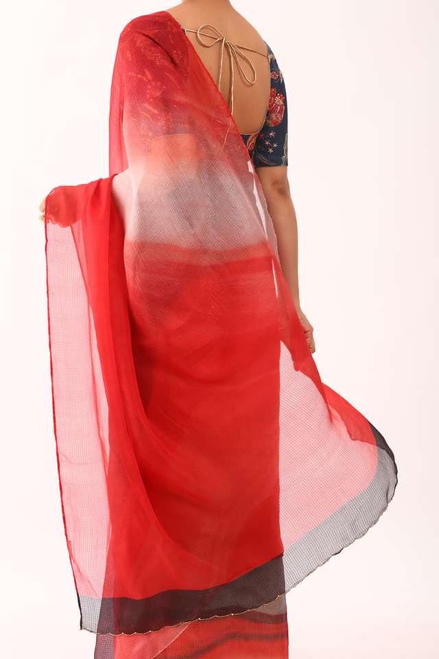 Red Printed Pure Silk Saree thumbnail image number null