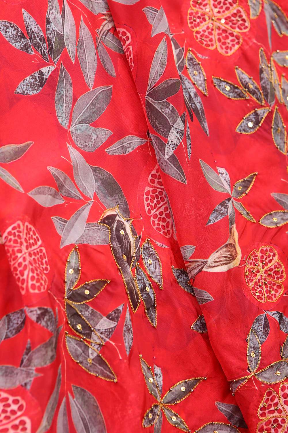 Red Printed Pure Silk Saree image number null