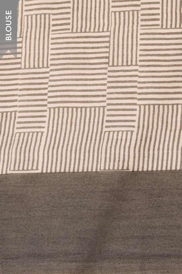 Off White Screen Printed Bengal Mulmul Saree thumbnail image number null