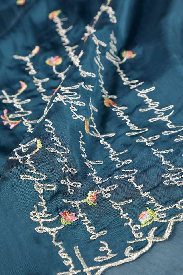 Blue Contemporary Viscose Organza Embroidery Saree thumbnail image number null