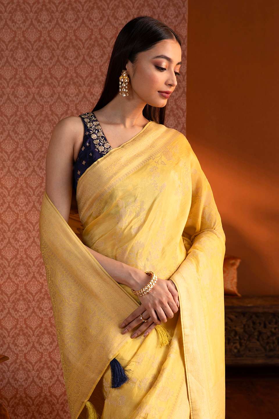 Yellow Woven Luxe Saree