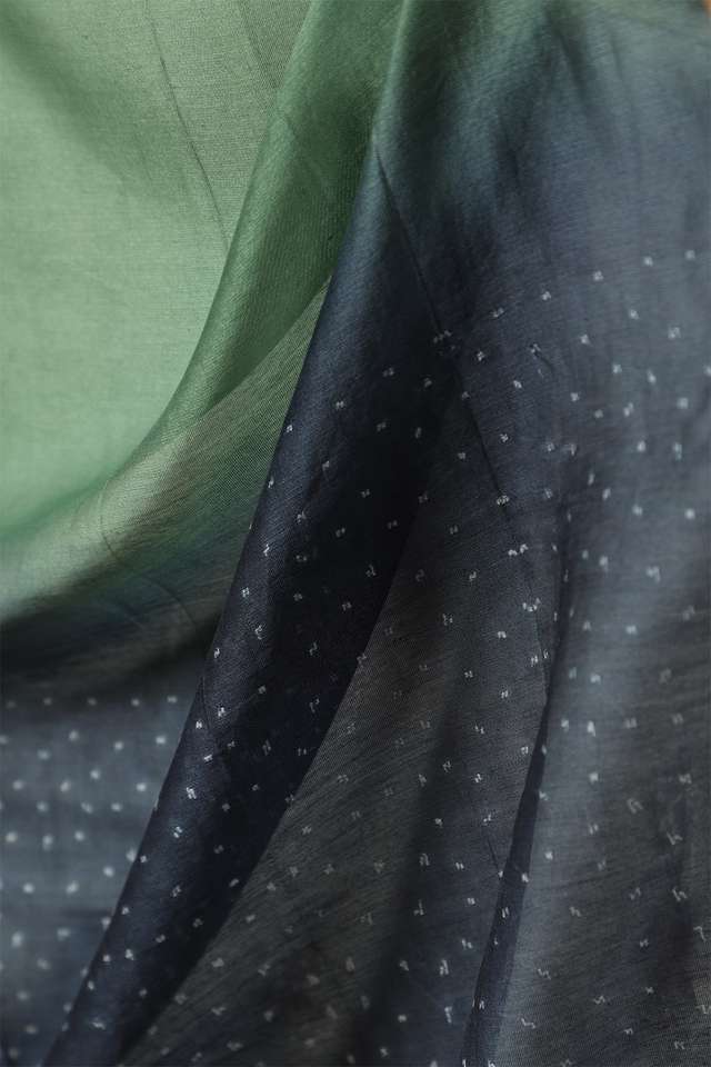 Green Rajasthan Pure Silk Cotton Tie & Dye Shibori Saree thumbnail image number null