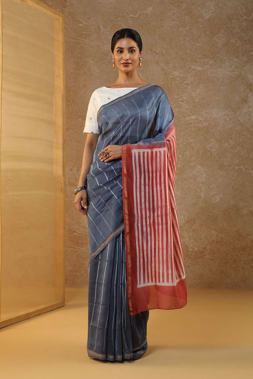 Blue Rajasthan Pure Silk Cotton Tie and Dye Shibori Saree image number null