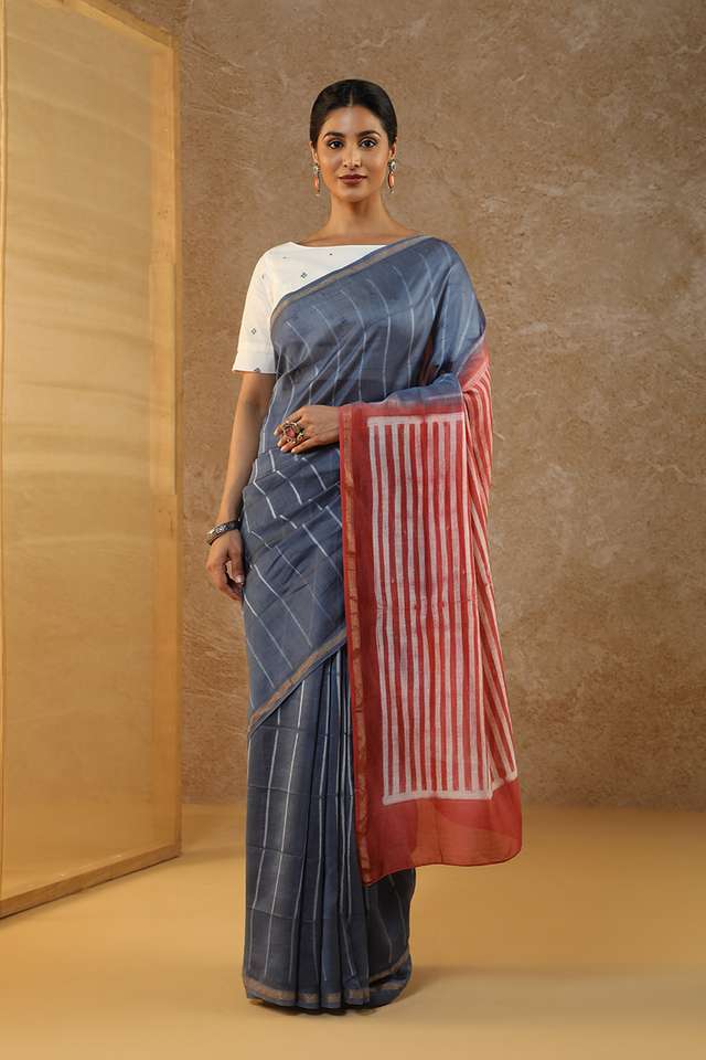 Blue Rajasthan Pure Silk Cotton Tie and Dye Shibori Saree image number
