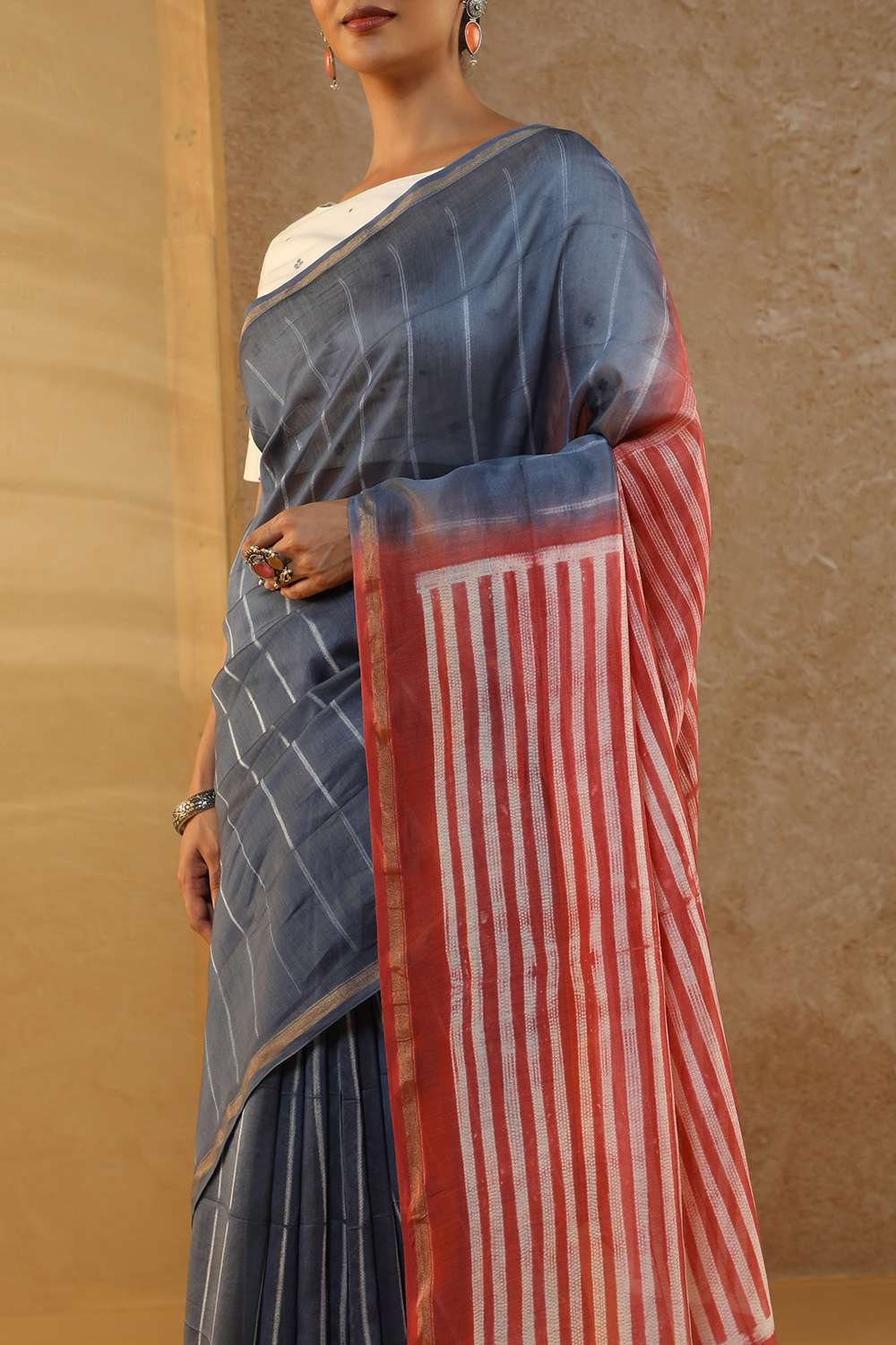 Blue Rajasthan Pure Silk Cotton Tie and Dye Shibori Saree image number null