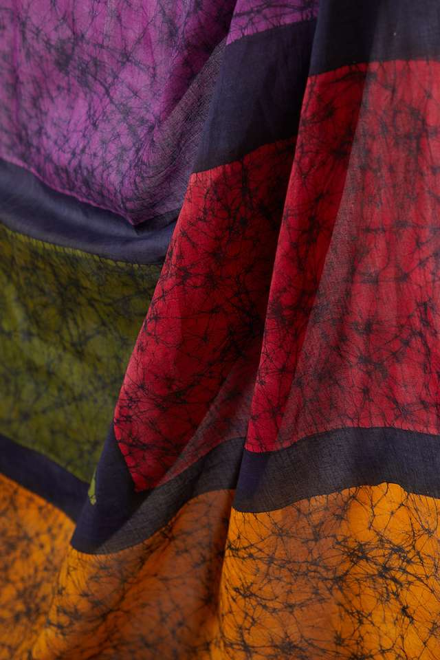 Black Pure Cotton Batik Saree thumbnail image number null