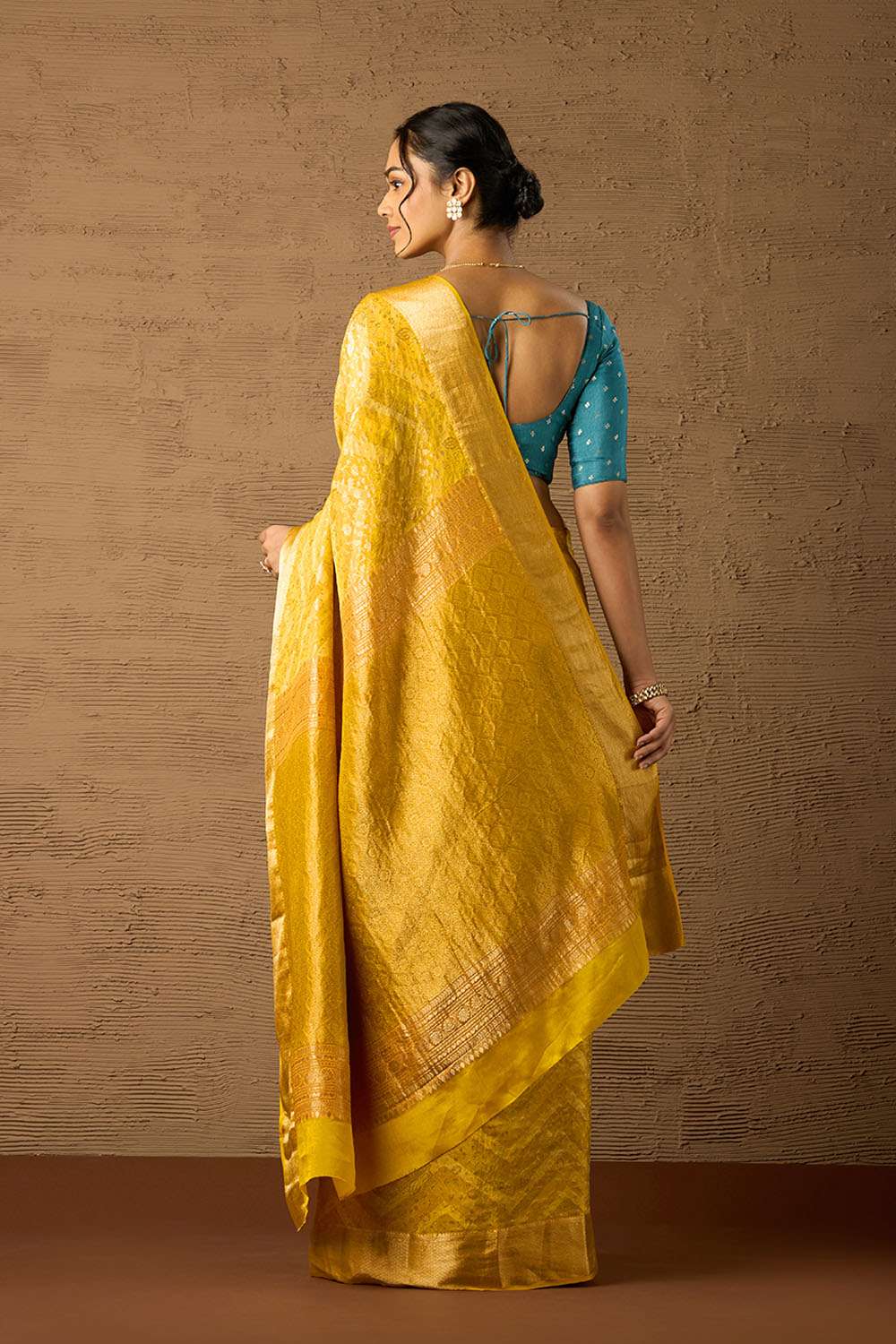 Yellow Woven Pure Silk Crepe Saree image number null