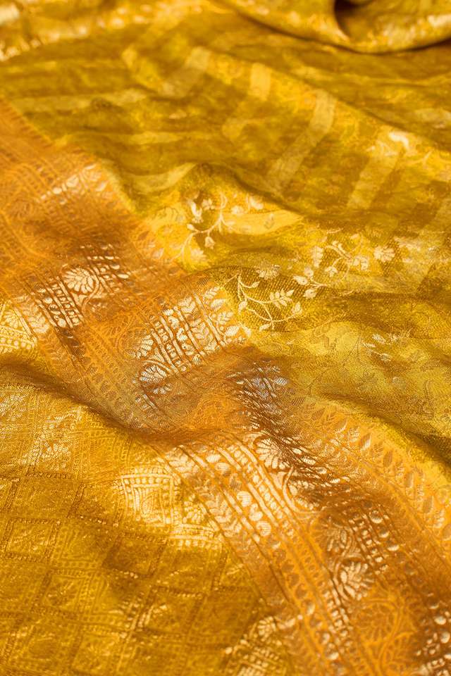 Yellow Woven Pure Silk Crepe Saree thumbnail image number null