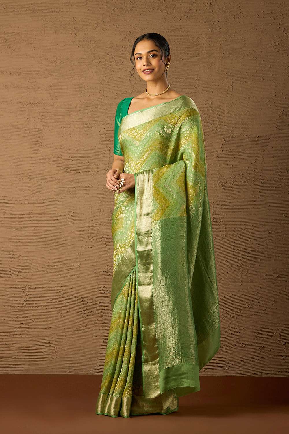 Green Woven Pure Silk Crepe Saree image number null