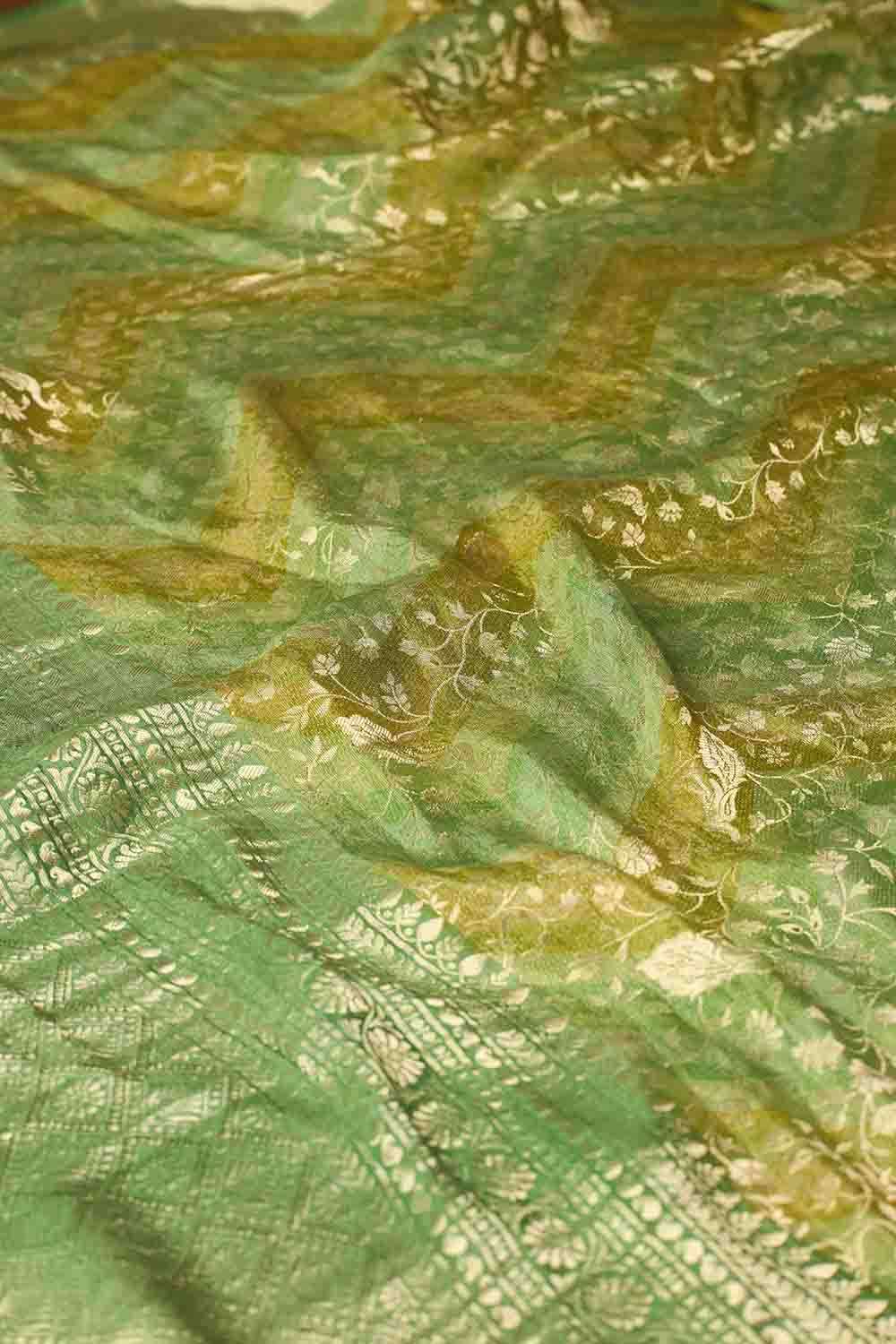 Green Woven Pure Silk Crepe Saree image number null