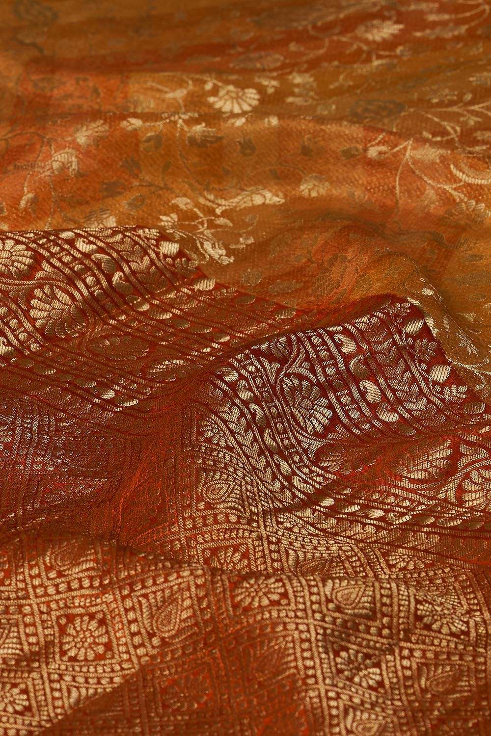 Orange Woven Pure Silk Crepe Saree image number null