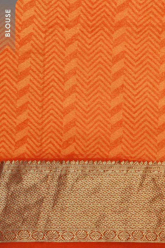 Orange Woven Pure Silk Crepe Saree thumbnail image number null