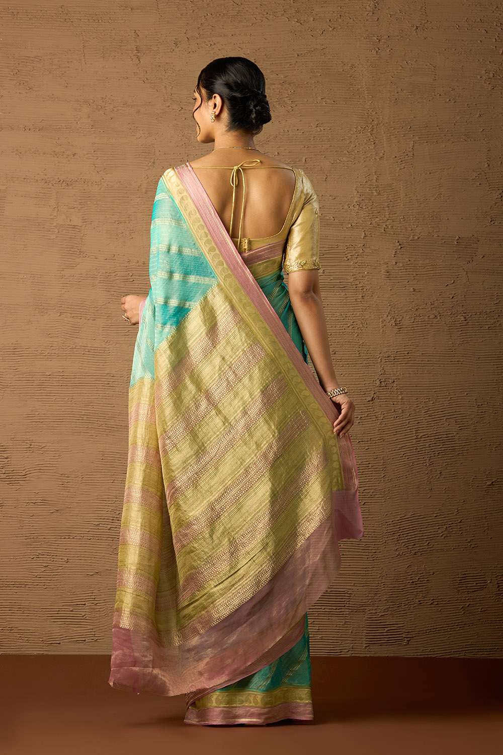 Blue Woven Pure Georgette Tissue Saree image number null