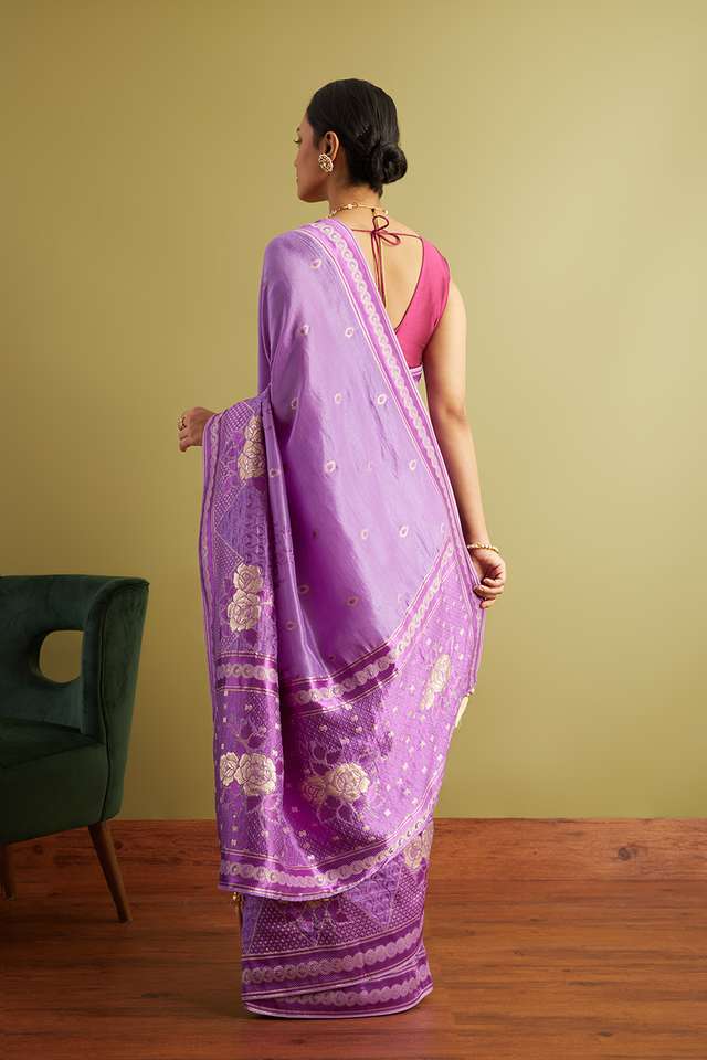 Purple Woven Viscose Luxe Saree thumbnail image number null