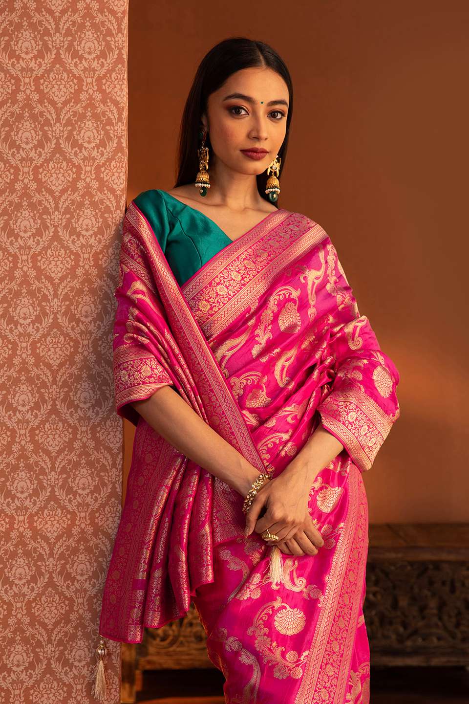 Pink Woven Luxe Saree