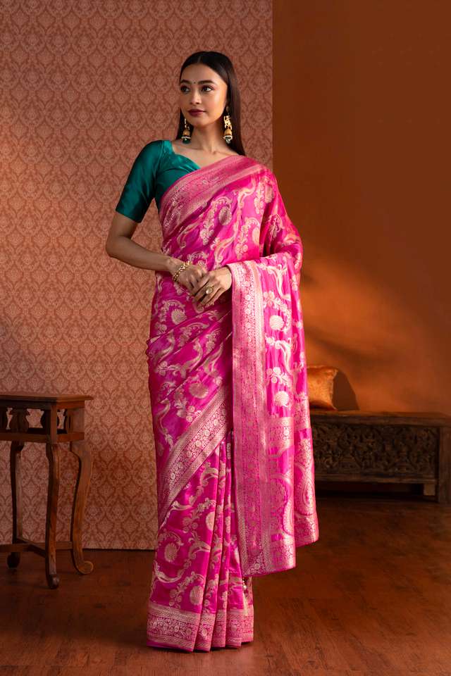 Pink Woven Luxe Saree thumbnail image number null