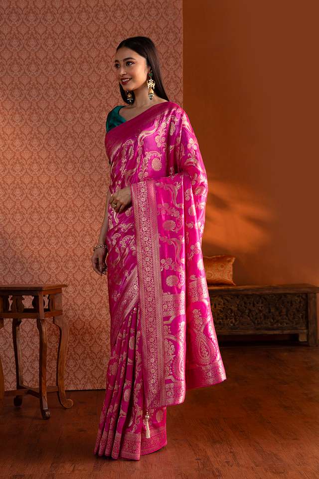 Pink Woven Luxe Saree thumbnail image number null