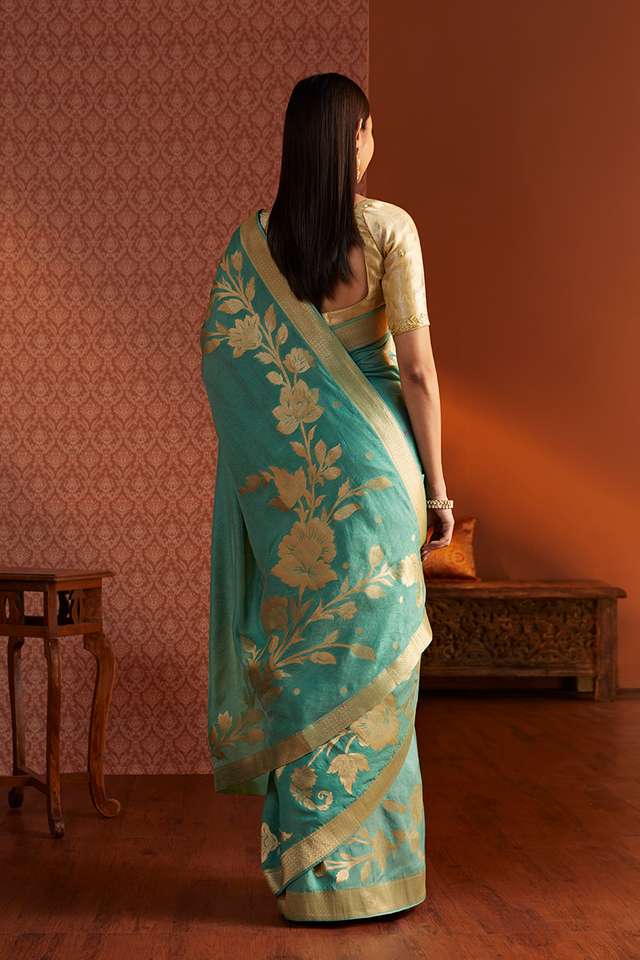 Green Woven Luxe Saree thumbnail image number null