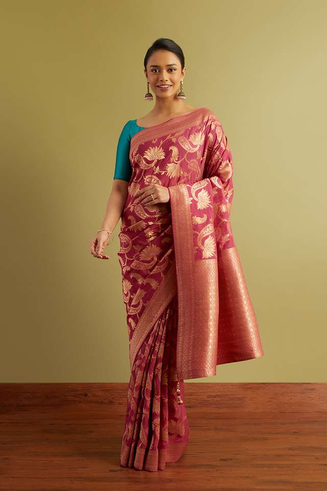 Maroon Woven Viscose Luxe Saree image number