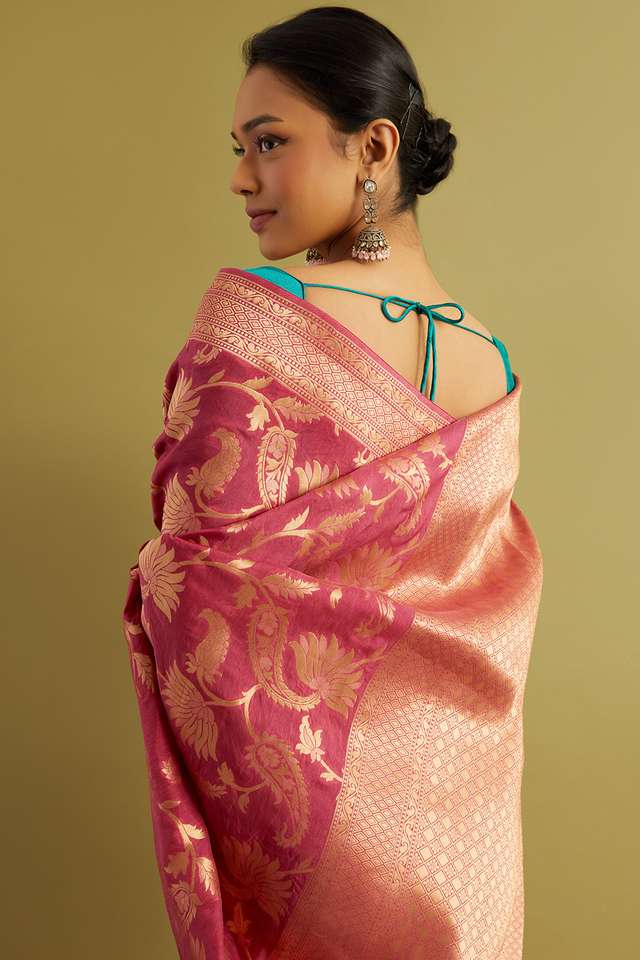 Maroon Woven Viscose Luxe Saree thumbnail image number null