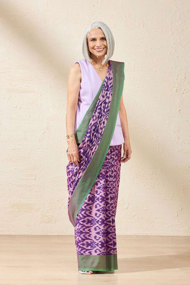 Violet Pochampalli Pure Cotton Ikat Saree thumbnail image number null