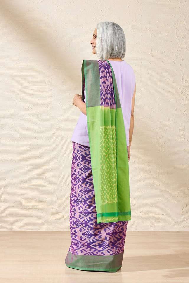 Violet Pochampalli Pure Cotton Ikat Saree thumbnail image number null