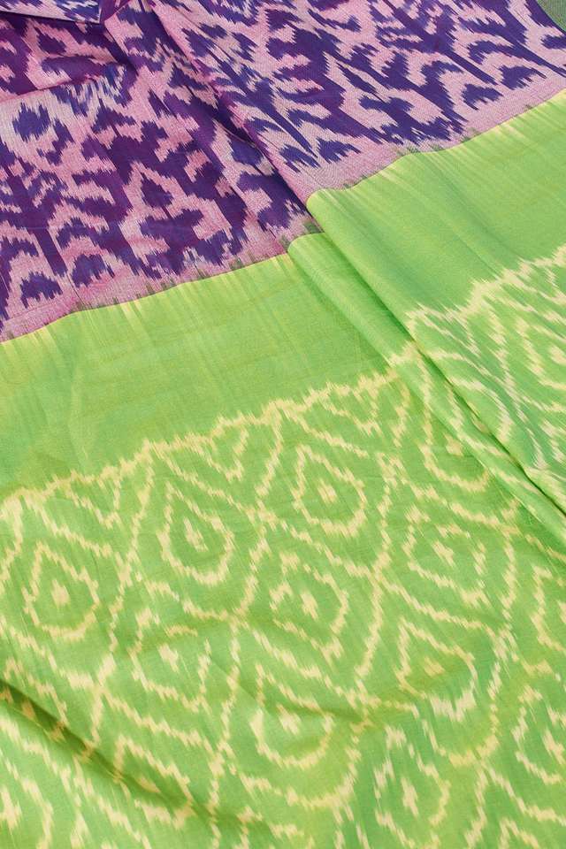 Violet Pochampalli Pure Cotton Ikat Saree thumbnail image number null