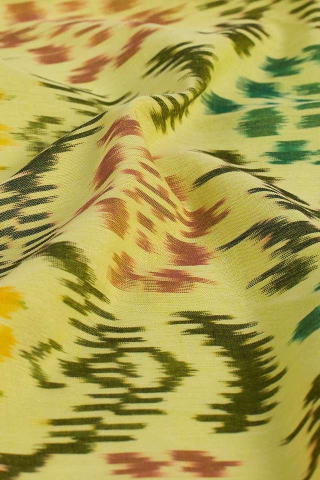 Yellow Pochampalli Pure Cotton Ikat Saree thumbnail image number null