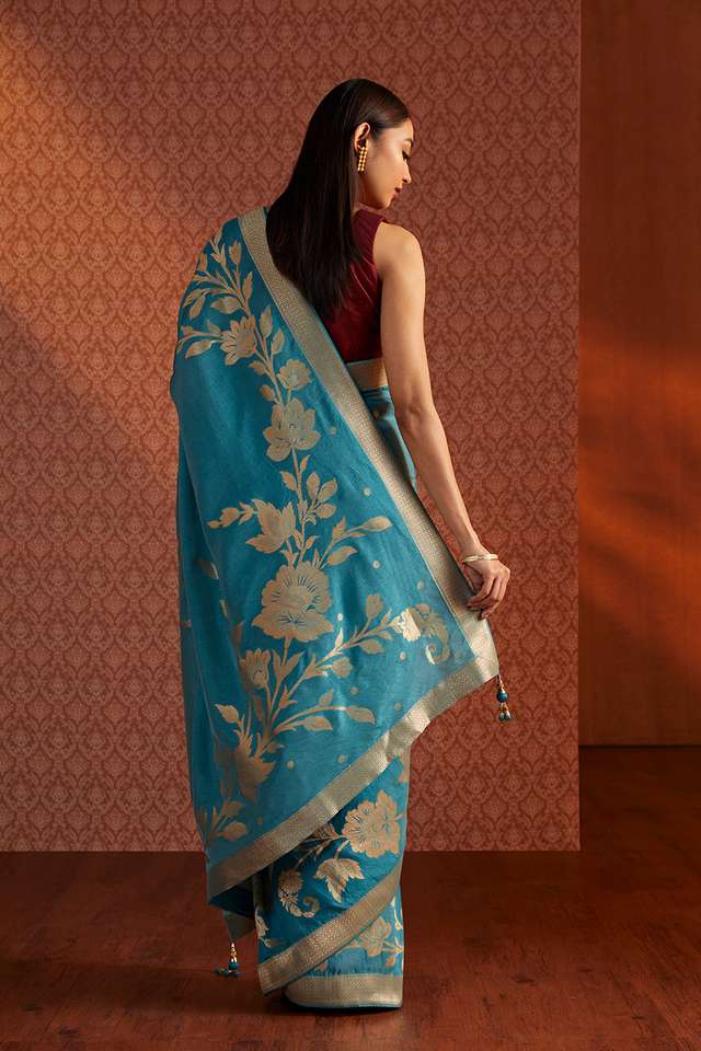 Blue Woven Luxe Saree thumbnail image number null