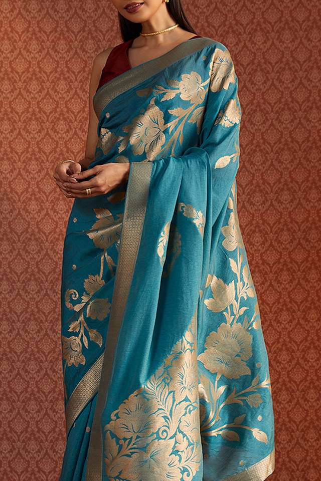 Blue Woven Luxe Saree thumbnail image number null