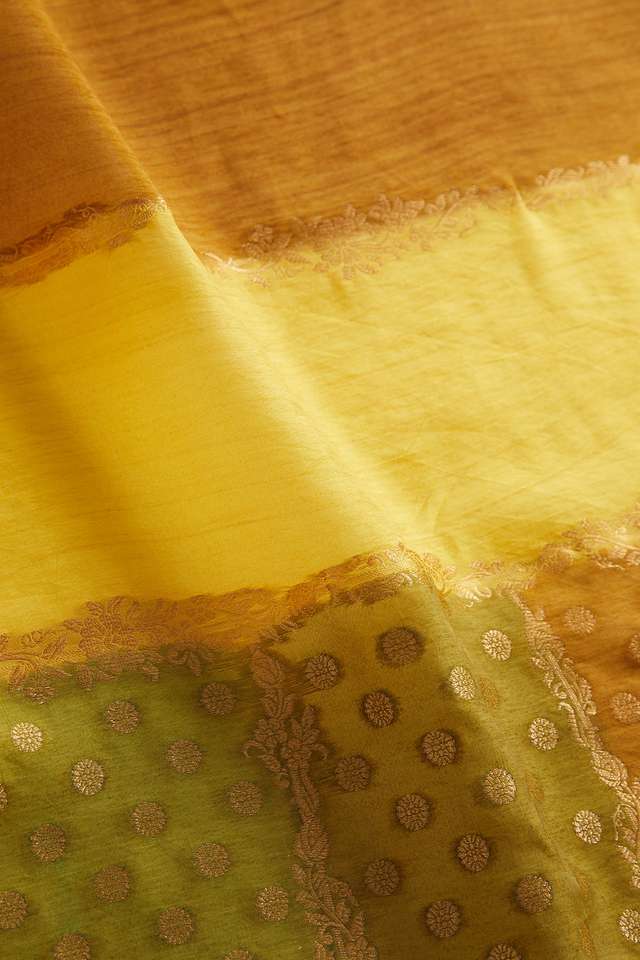 Yellow Woven Viscose Luxe Saree thumbnail image number null