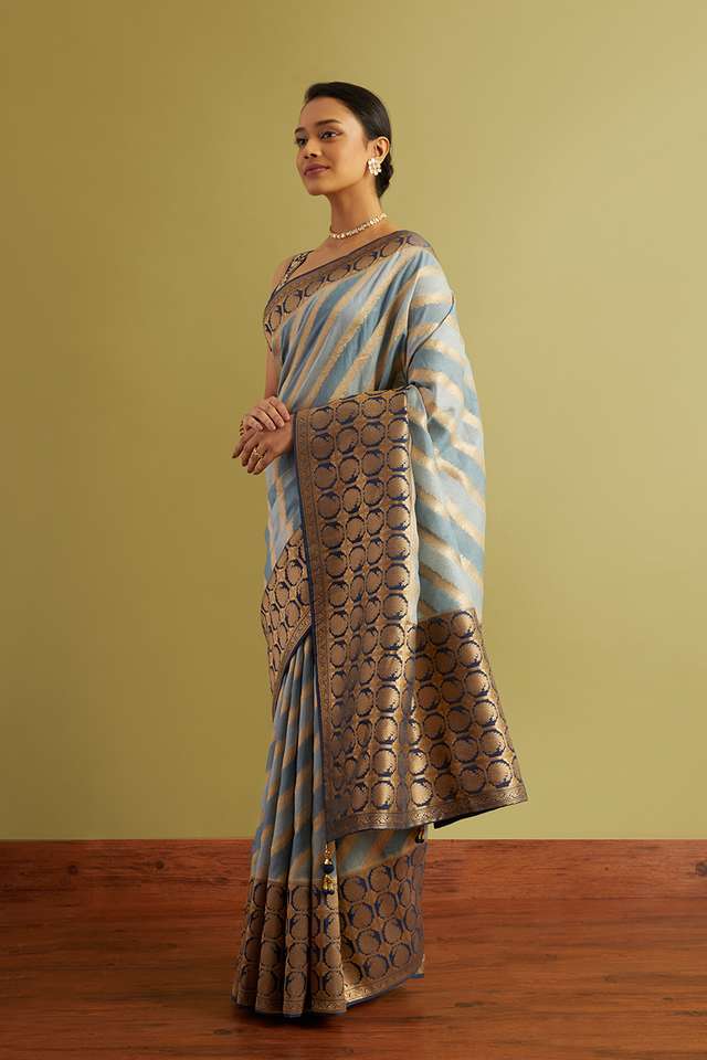 Blue Woven Viscose Luxe Saree thumbnail image number null