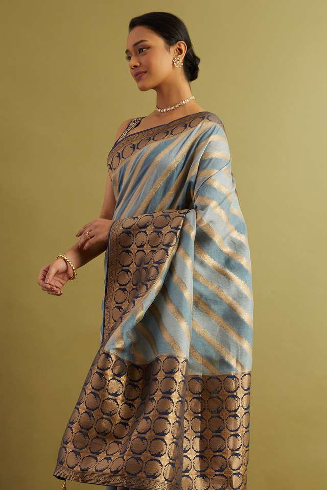 Blue Woven Viscose Luxe Saree thumbnail image number null