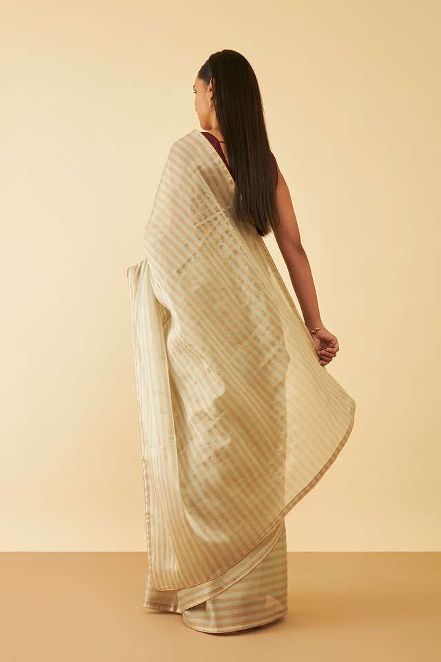 Beige Woven Tissue Viscose Saree thumbnail image number null