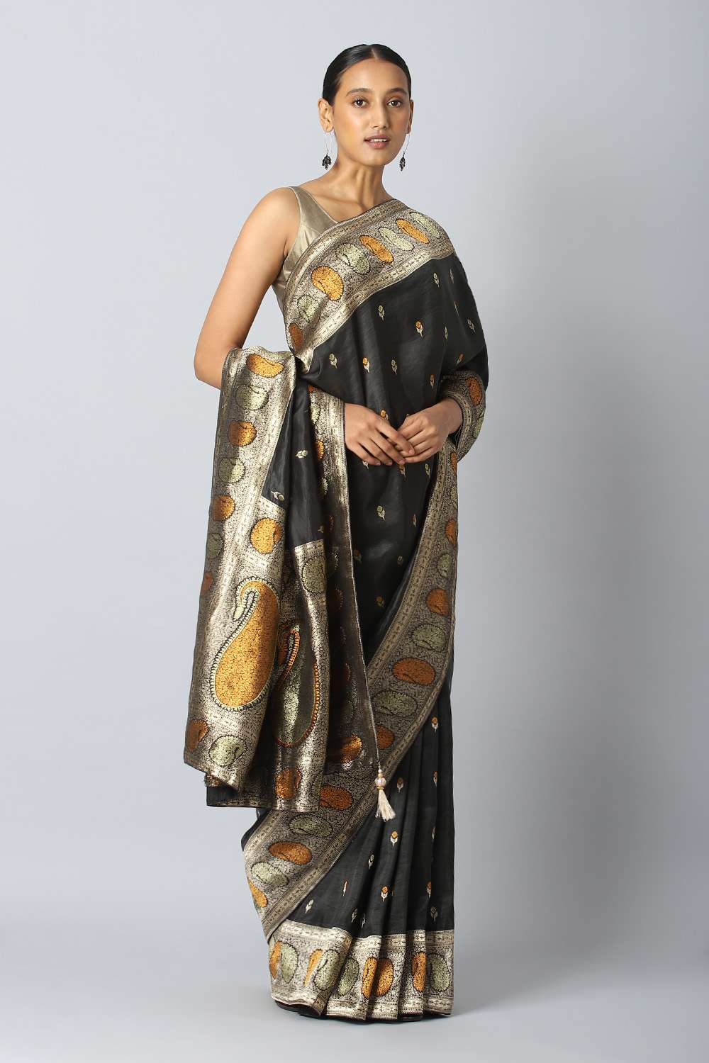 Dark Grey Pure Luxe Vegan Saree image number null