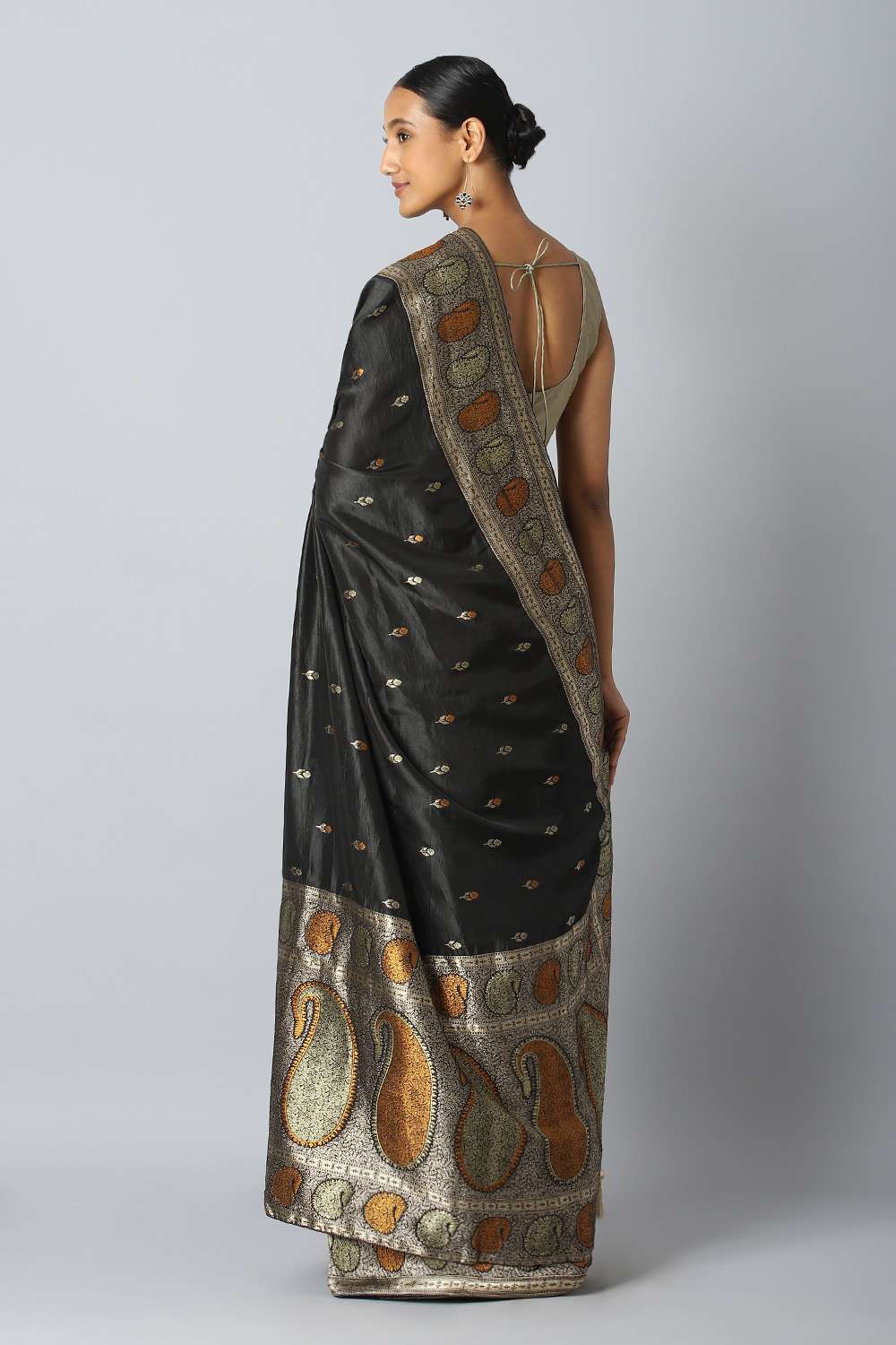 Dark Grey Pure Luxe Vegan Saree image number null