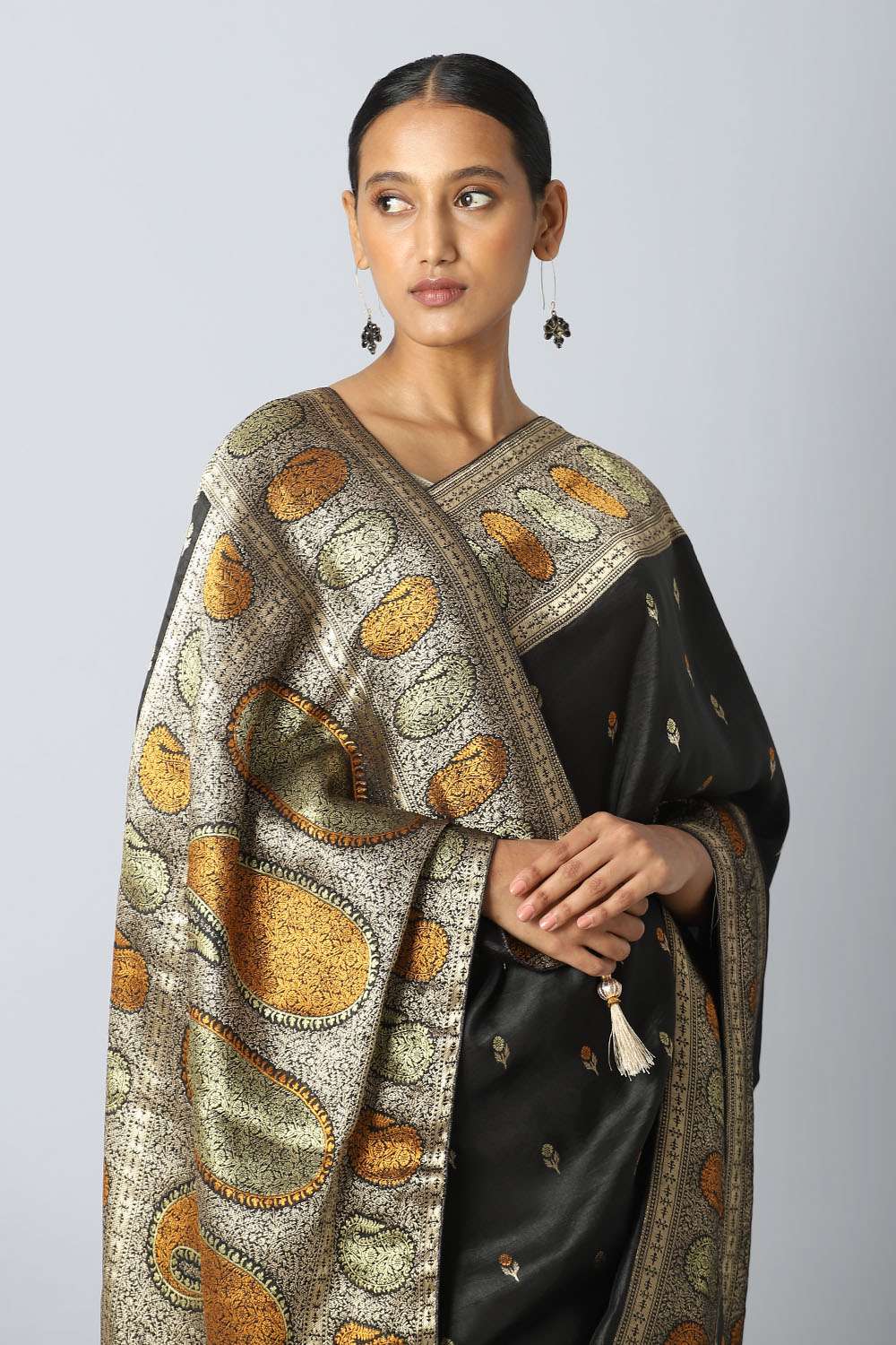 Dark Grey Pure Luxe Vegan Saree image number null