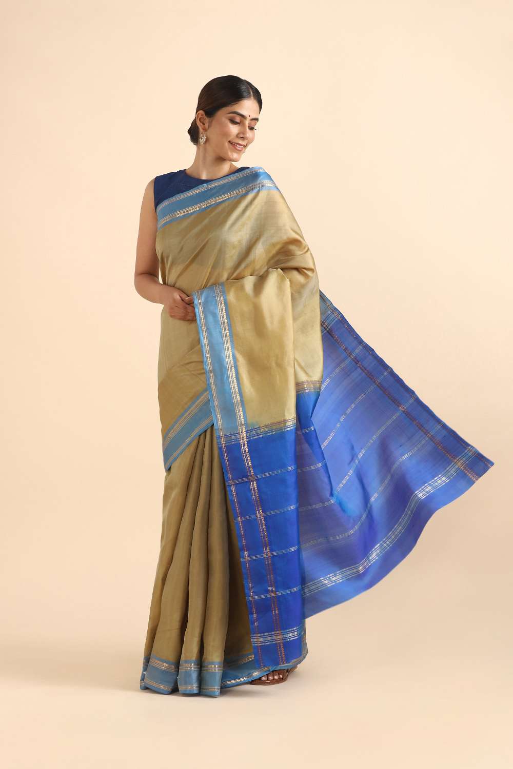 Gold Pure Silk South Saree image number null