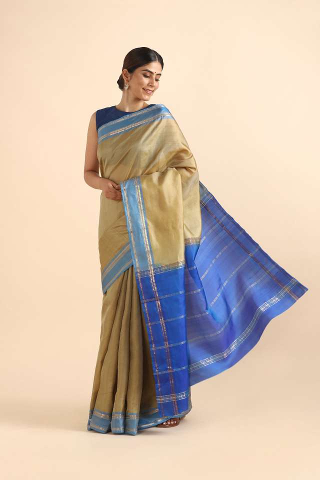 Gold Pure Silk South Saree image number