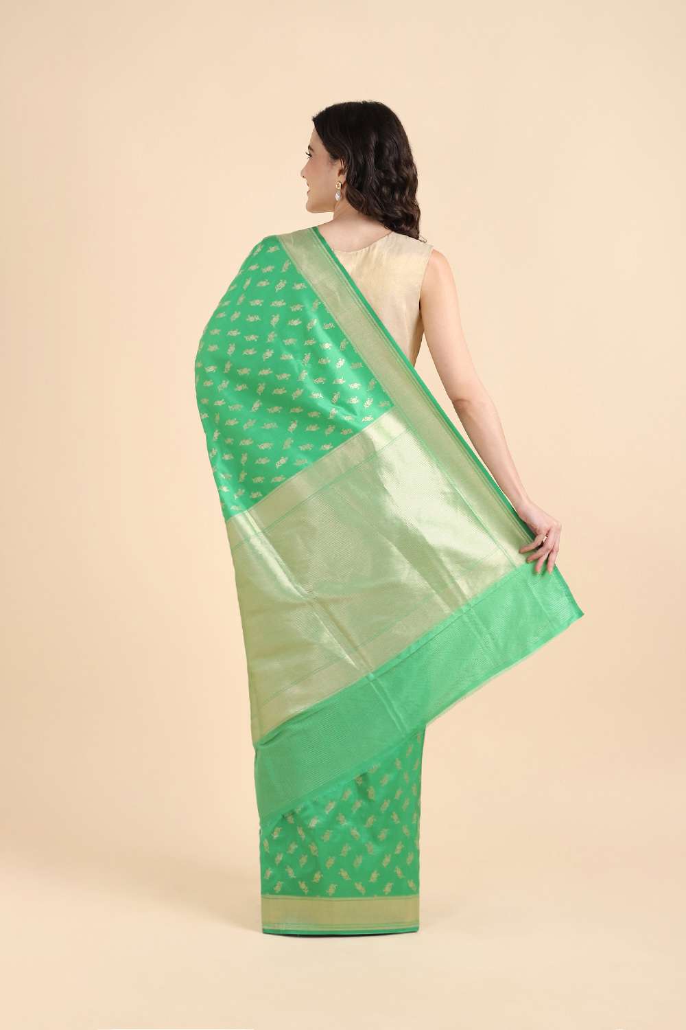 Light Green Pure Silk Banarasi Saree image number null
